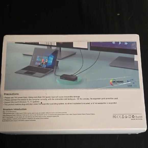 Black External Expansion Dock for Computers - Picture 2 of 2